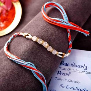 Rose Quartz N Pearls Rakhi