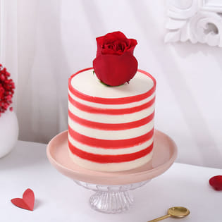 Rose Stripes Red Velvet Cake