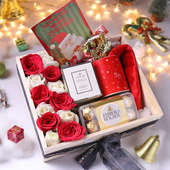 Roses Chocolates With Santa Cap Mug N Christmas Decor