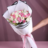 Roses In Pink Whisper And White Grace