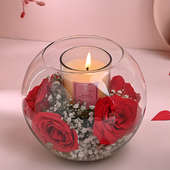 Roses N Candle in Goblet - Same day delivery