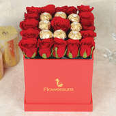 Roses N Ferrero Rocher Box - 17 Red Roses and 8 Ferrero Rochers