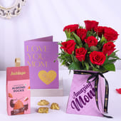 Roses N Sweet Treats For Mom Gift Set