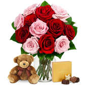 Buy Roses Teddy N Chocolates Combo Online