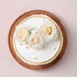 Roses Topped Mothers Day Cake Side View