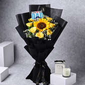 Rosey Sunflower Symphony With Scented Candle