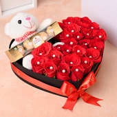 Love Heart Floral Box Flower Combo by Floweraura