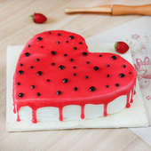 Heart Shaped Strawberry Vanilla Cake - Zoom View