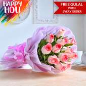 Rosy Pink Bouquet for Happy Holi