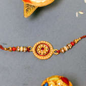 Round Chic Pearl Rakhi - One Pearl Rakhi with Complimentary Roli Chawal