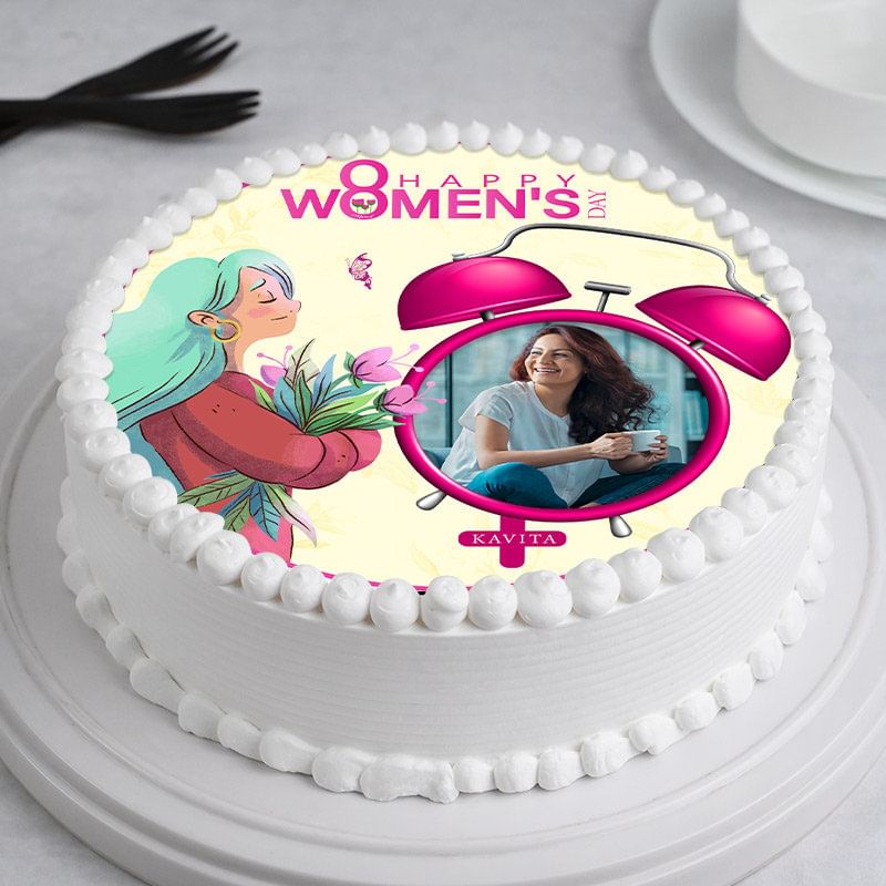 Round Womens Day Photo Cake Online