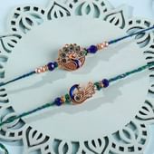 Royal Beaded Peacock Rakhi Set