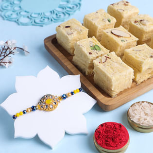 Royal Beads Designer Rakhi With Soan Papdi-UK