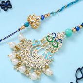 Royal Bhaiya Bhabhi Kundan Rakhi Set