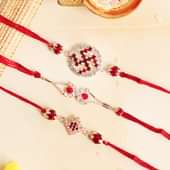 Royal Designer Rakhi Set - Set of 3 Designer Rakhis with Roli Chawal