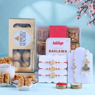 Royal Family Rakhi Set N Gourmet Bites Hamper