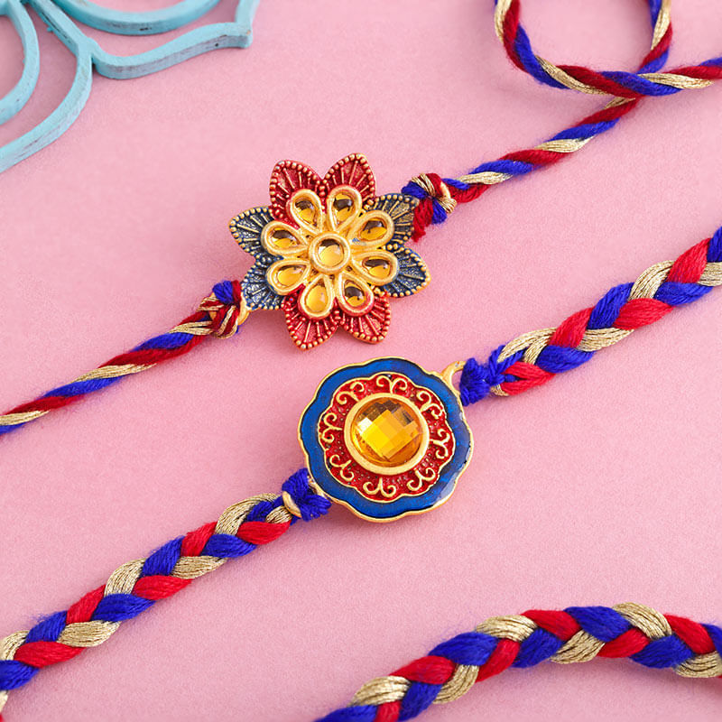 Royal Kundan Rakhi Set Of Two-Can