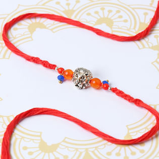 Royal Lion Head Beaded Rakhi