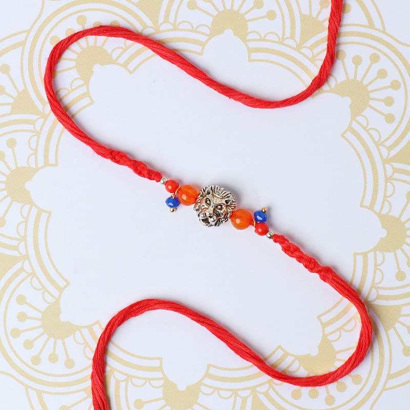 Send Royal Lion Head Beaded Rakhi Online For Brother