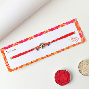 Royal Lion Head Beaded Rakhi With Roli And Chawal