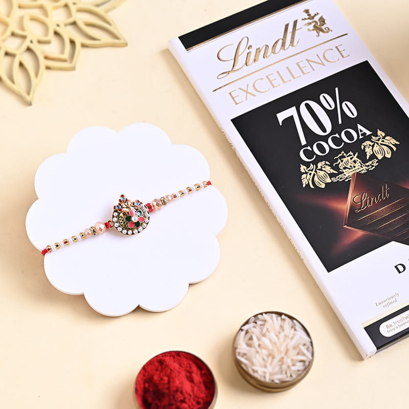 Royal Meenakari Rakhi With Dark Chocolate
