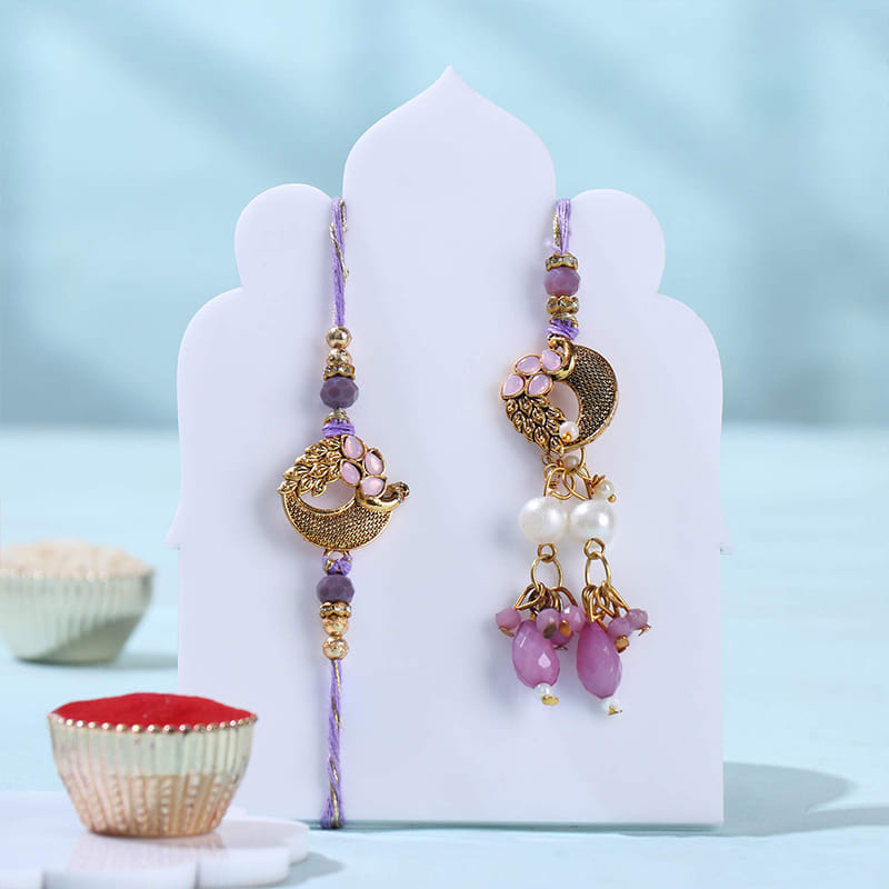 Royal Peacock Bhai Bhabhi Rakhi With Kaju Katli