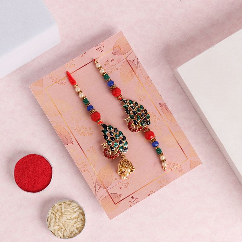 Set of Two Peacock Rakhis 