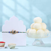 Royal Peacock Rakhi With Rasgulla