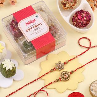 Royal Rakhi Duo With Dry Fruit Laddoos