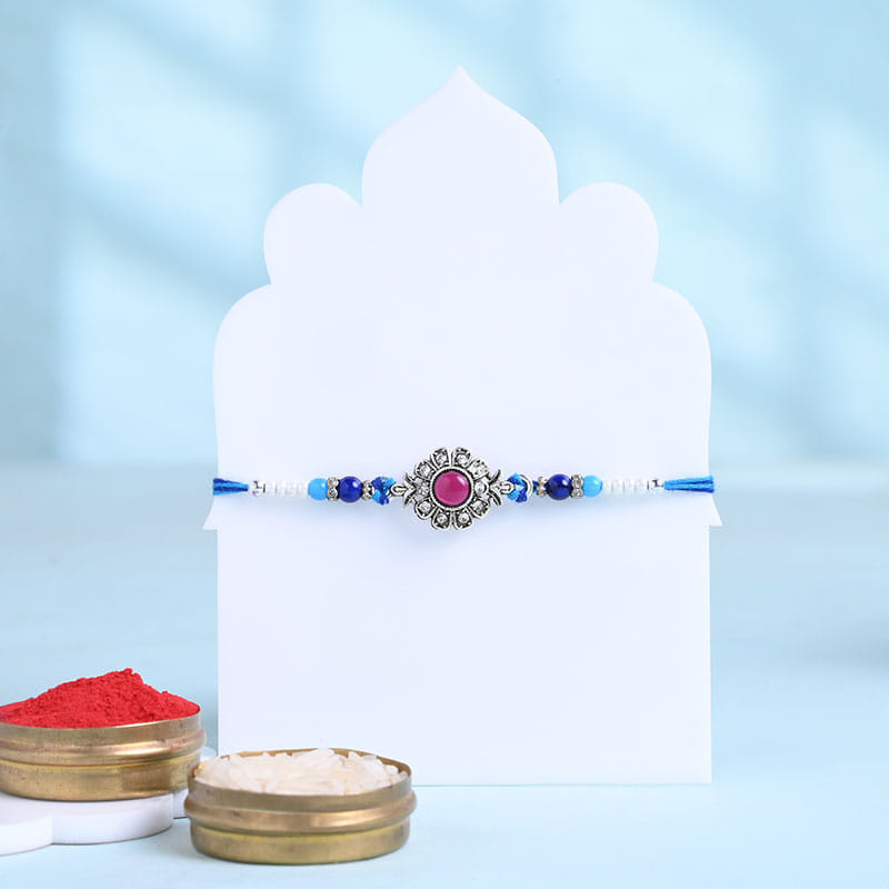 Royal Red Moti Rakhi With Chocolates-Overseas