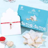 Ruby Drop Rakhi With Kaju Katli
