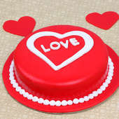 Red Colour Fondant Cake for Anniversary or Valentine