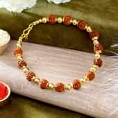 Rudraksh Embellished Golden Bracelet