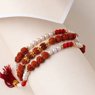 Rudraksh Pearl Long Bracelet Rakhi