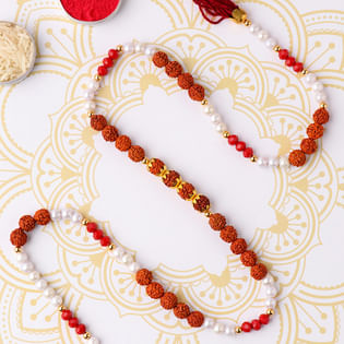 Rudraksh pearl Long Rakhi: Bracelet Rakhi for Brother
