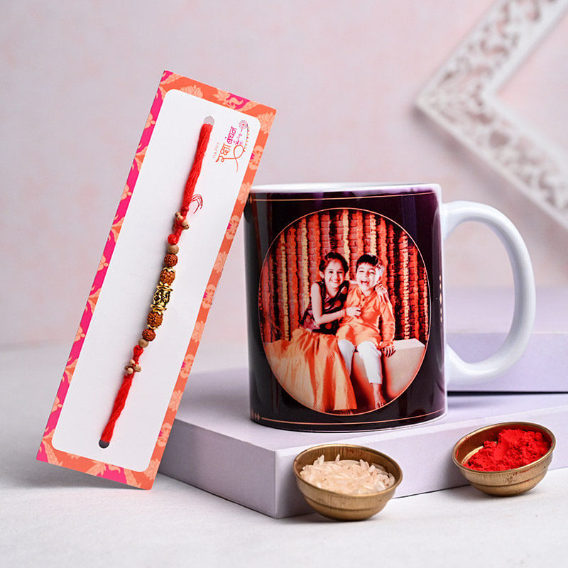 Rudraksha Bead Rakhi N Custom Mug