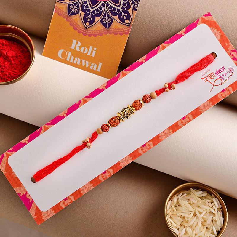 Send Rudraksha Beads Bejeweled Rakhi Online For Brother