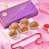 Rudraksha Beads Rakhi With Panjeeri Laddoo