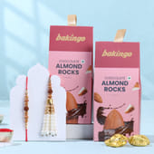 Rudraksha Bhai Bhabhi Rakhis With Almond Rocks