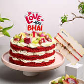 Rudraksha Bhaiya Bhabhi Rakhis N Red Velvet Cake