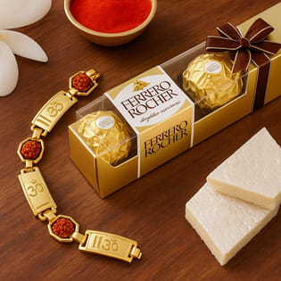 Rudraksha Bracelet Rakhi With Ferrero Rocher