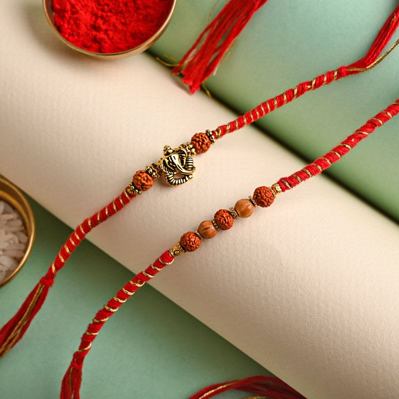 Set of 2 Rudraksha Ganesha Rakhi for Brother online