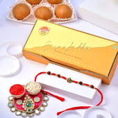 Rudraksha Ganesha Rakhi With Besan Laddoos