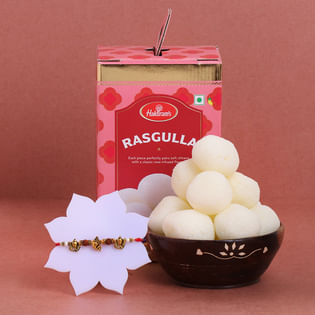 Rudraksha Lord Ganesha Rakhi With Rasgulla Box