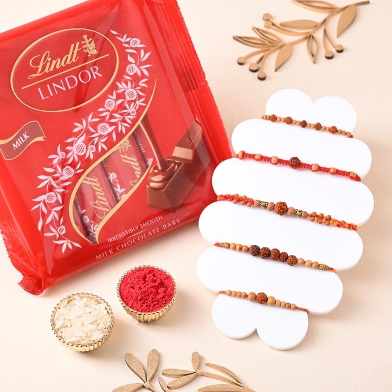 Rudraksha Mauli Rakhi Set With Milk Chocolate