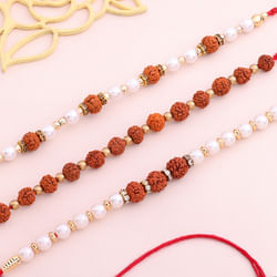 Rudraksha And Pearl Rakhi Set of 3