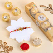 Rudraksha N Pearls Rakhi With Chocolates