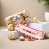 Order Rudraksha Pearl Rakhi With Ferrero Online