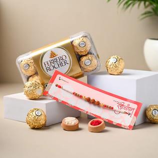 Rudraksha Pearl Rakhi With Ferrero