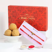 Rudraksha Rakhi Duo With Besan Ladoos